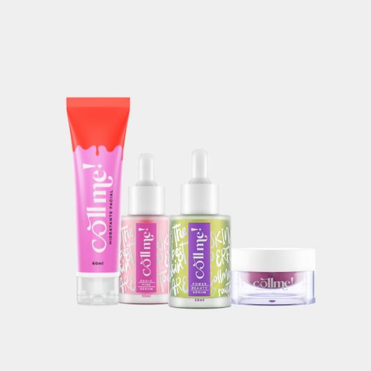 Combo Exo-C Pink Serum, Power Beauty Serum, Hidratante Facial Barreira e Creme Rosé Soft